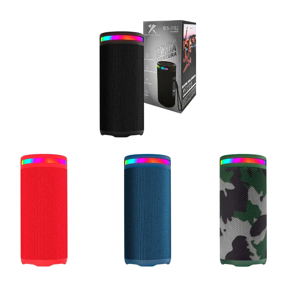 Bocina inalámbrica, cilíndrica, diseño portátil, resistente + luz rgb, variedad