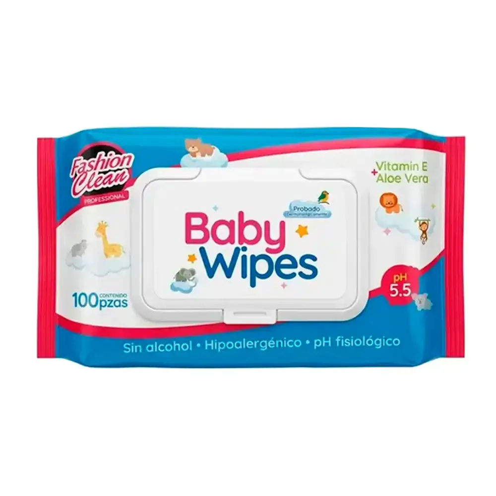 Paquete con 100 toallitas húmedas konning para bebe con vitamina e y aloe vera