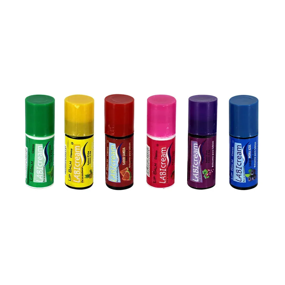Bálsamo hidratante protector labricream o lubriquen para labios 2.5g, variedad de aromas