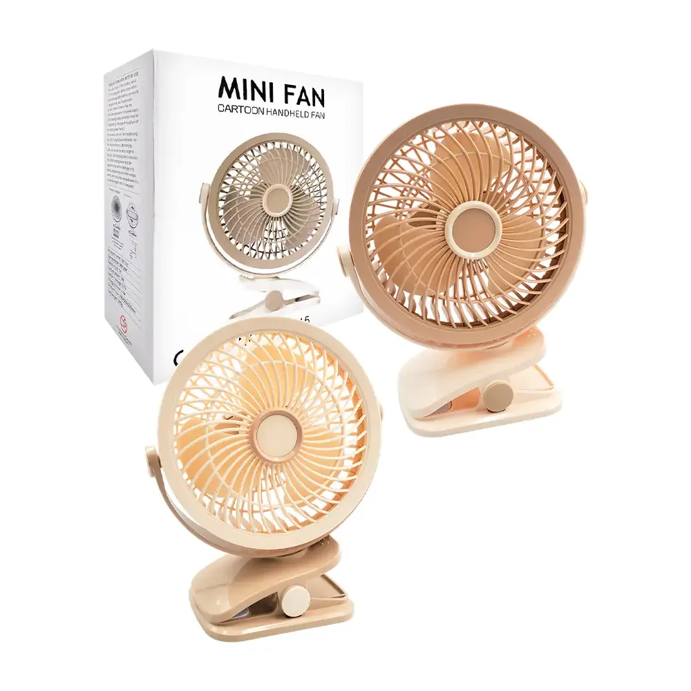 Ventilador mini fan con clip para escritorio, giro 360, recargable, variedad