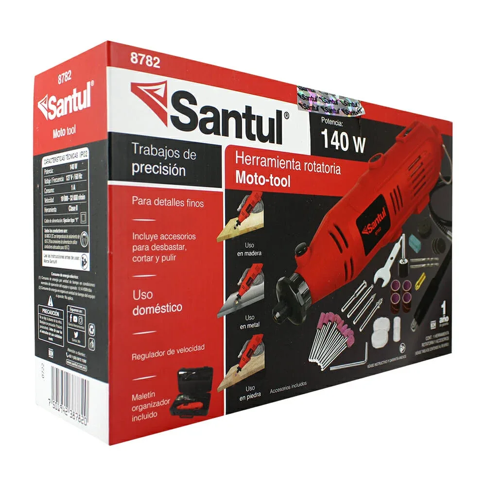 Máquina giratoria moto-tool santul con potencia de 140 watts y 39 accesorios para trabajos de precisión / 0722 / 1022