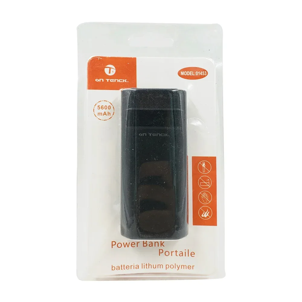 Power bank / batería portátil de 5600 mAh, puerto usb, v8 y pantalla digital / on tenck / 01453