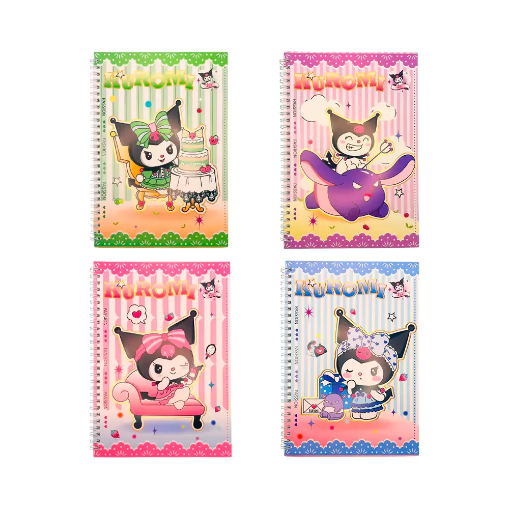 Cuaderno de tamaño b5 con doble espiral y estampado de kuromi, variedad de modelos