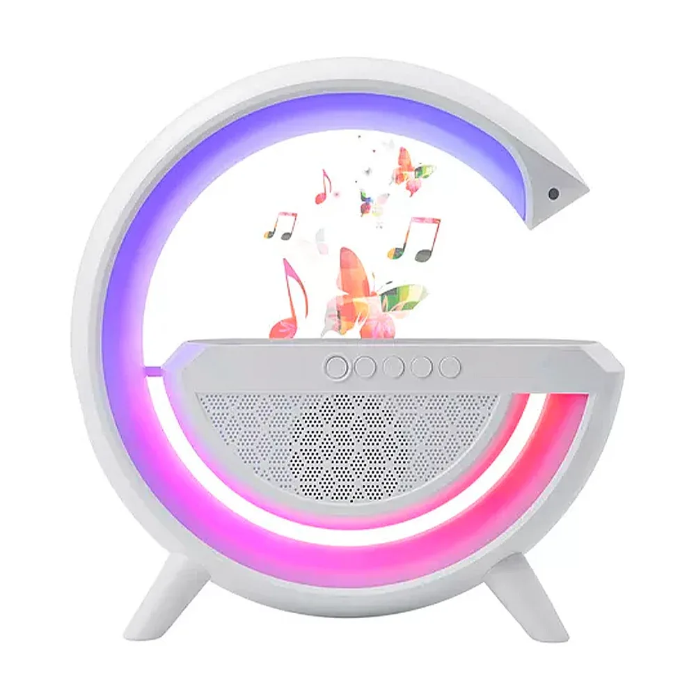 Bocina bluetooth en forma de letra g con cargador inalámbrico, luces led rgb y accesorios / bon3 / yx-0687