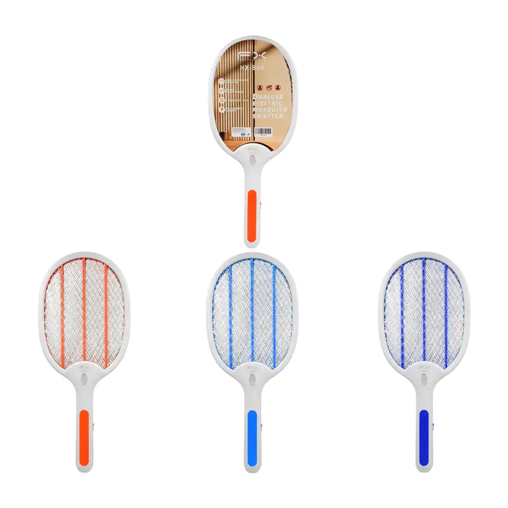 Raqueta eléctrica mata mosquitos fx con diseño ergonómico + linterna / hx-848