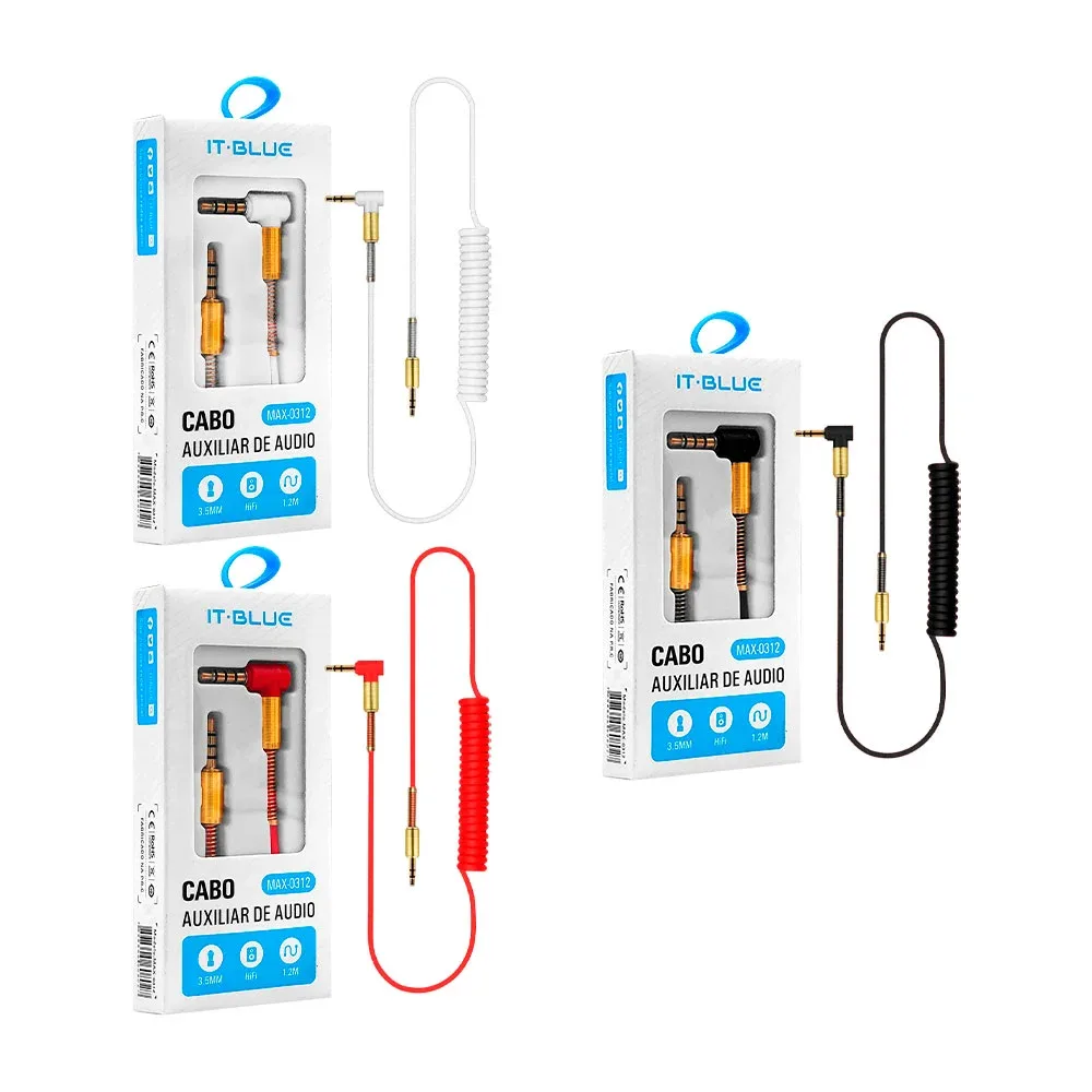 Cable auxiliar de audio, 1.2 metros, 3.5mm, variedad de colores