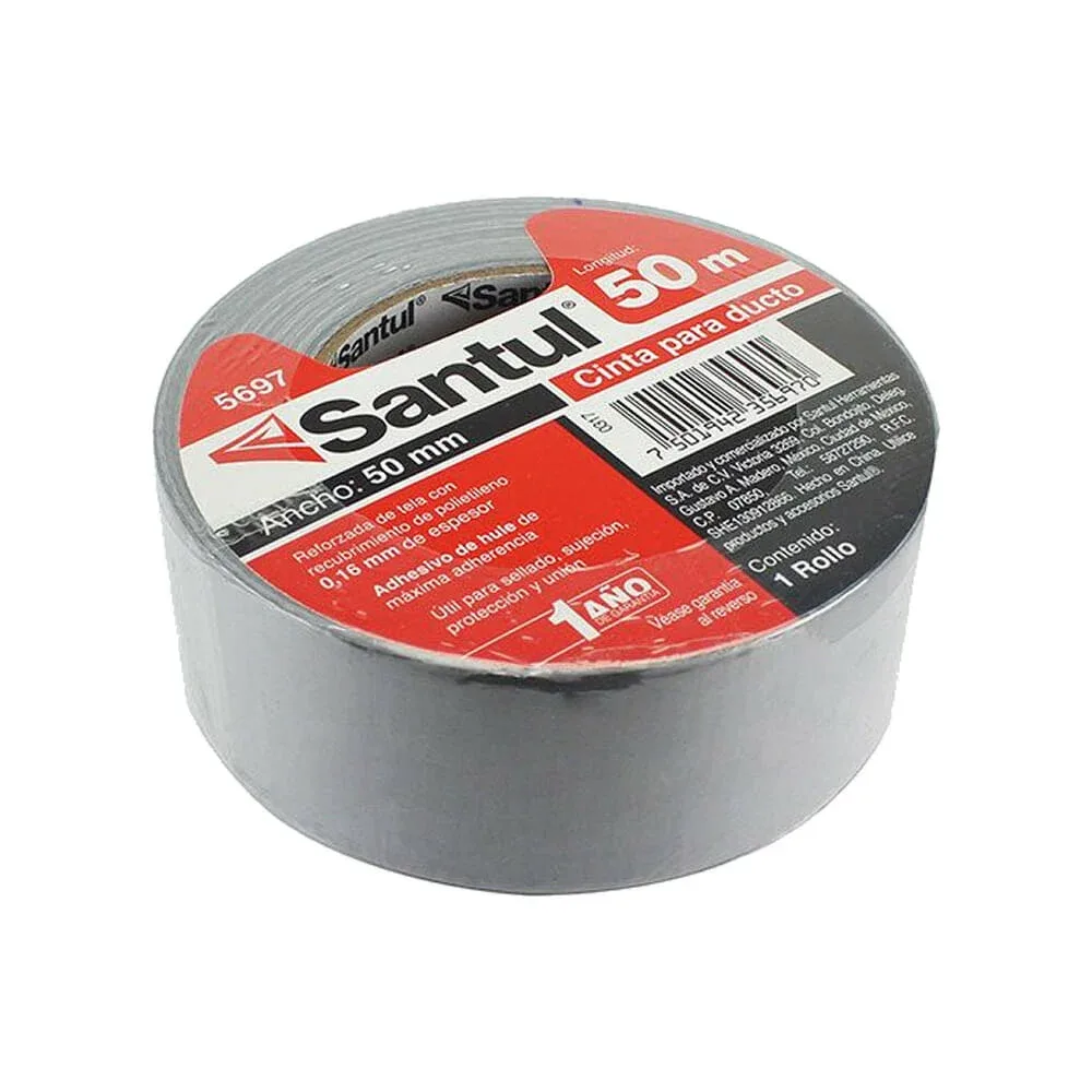 1pza Cinta gris santul de 50 metros con ancho de 50mm para ducto / 0123