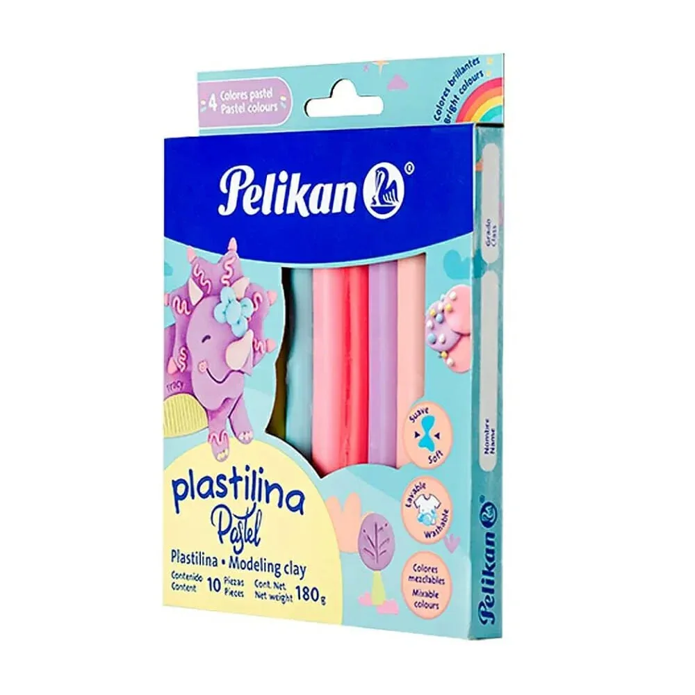 Paquete con 10 barras de plastilina suave pelikan con colores pastel / 206218 / 06700004