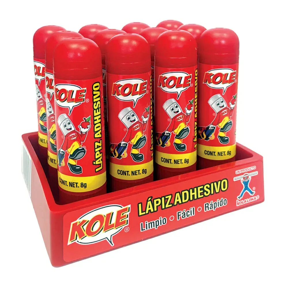 Caja con 12 pegamentos lápiz adhesivos kole kola loka, 8g / 23-034-mal