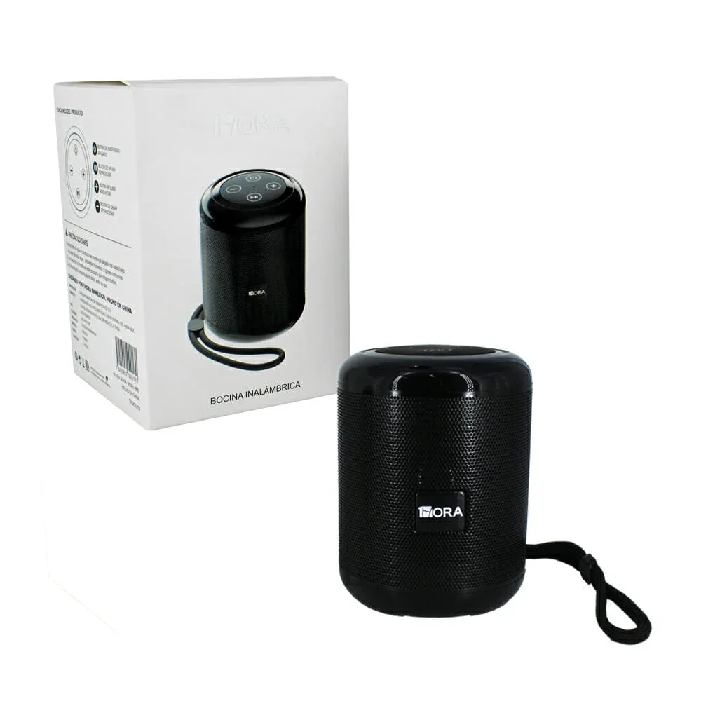 Mini bocina cilíndrica 1hora bluetooth con botones táctiles y asa agarradera / boc062