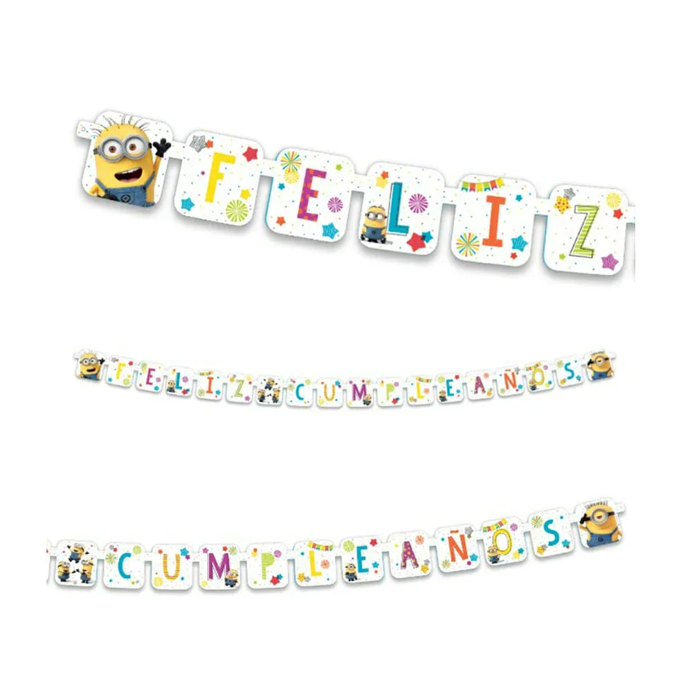 Banner letrero móvil feliz cumpleaños de 18 piezas granmark con diseño de minions / 6117-831