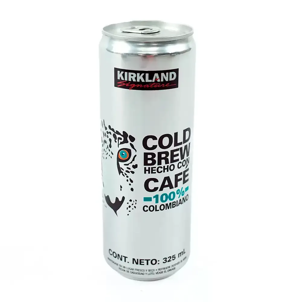 Lata kirkland con bebida preparada cold brew hecha con café colombiano de 325ml