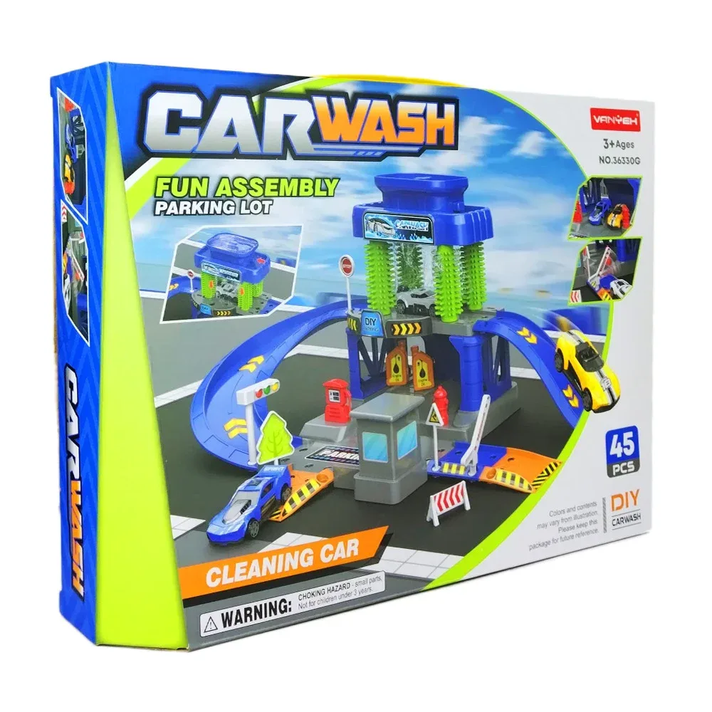Autolavado de juguete car wash 45pzas con 3 mini carros, variedad de colores / 36330g