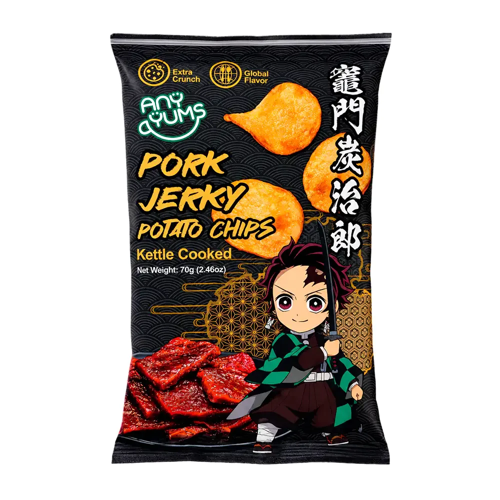 1pza bolsa de papas fritas con temática de demon slayer tanjiro, sabor puerco dulce, 70g / 544866