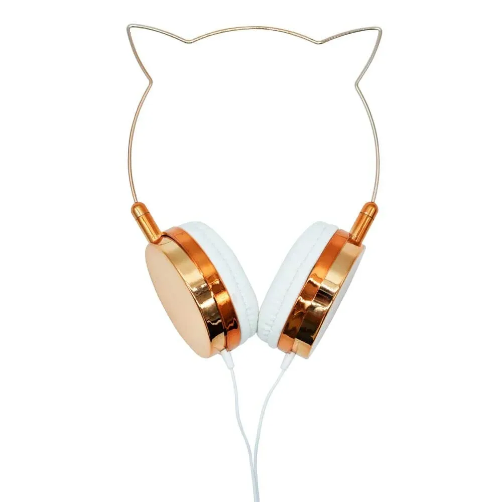 Audífonos alámbricos de diadema en forma de orejas de gatito, con control de volumen y entrada auxiliar, variedad de colores / ej-084