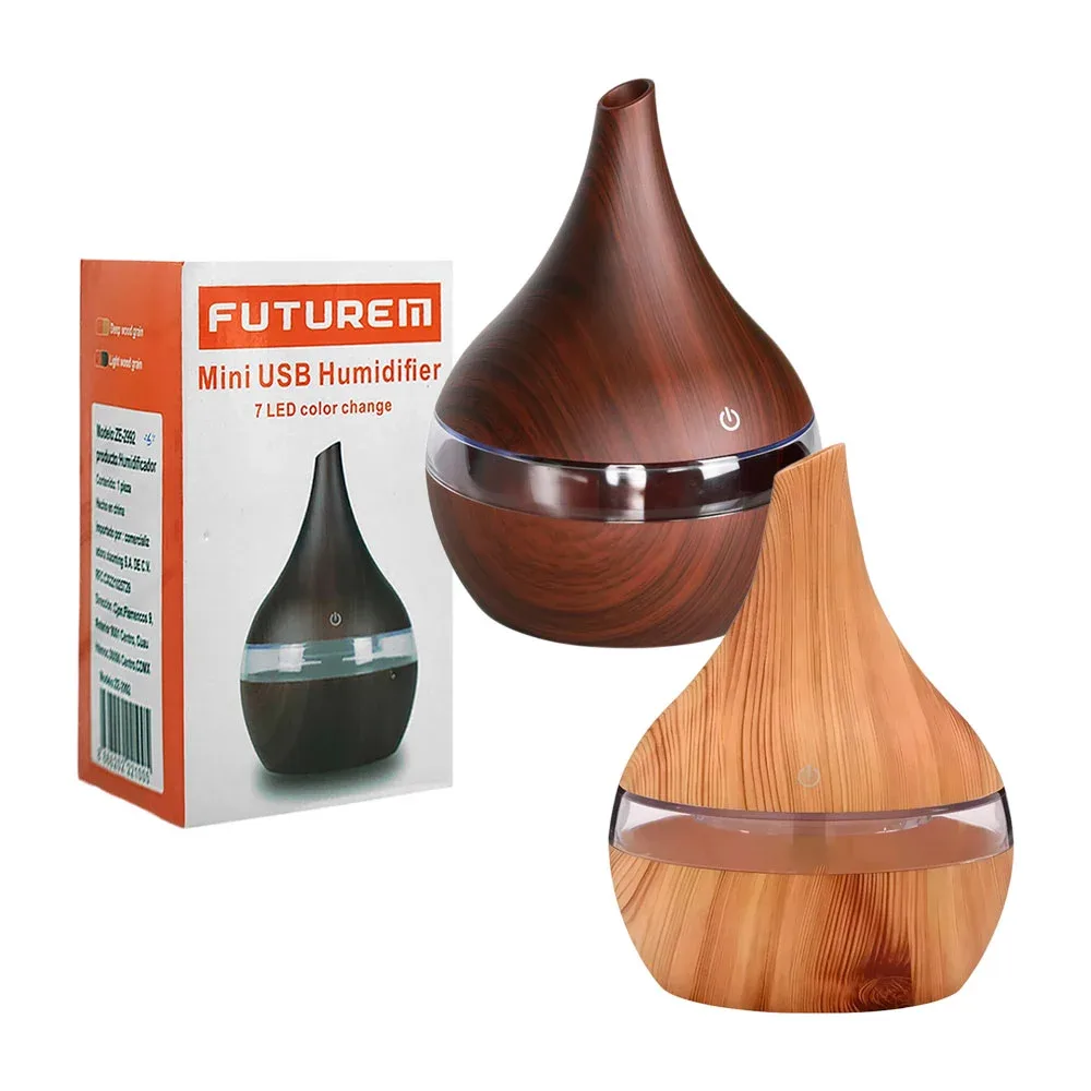 Humidificador futurem usb de 300ml con luz led y diseño tipo madera, variedad