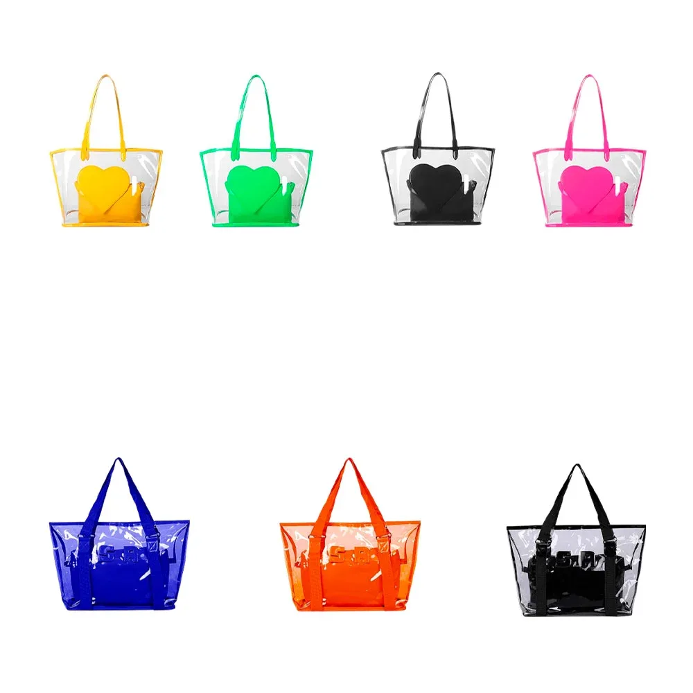 Juego de bolsa transparente para dama + bolsa interior, variedad de colores