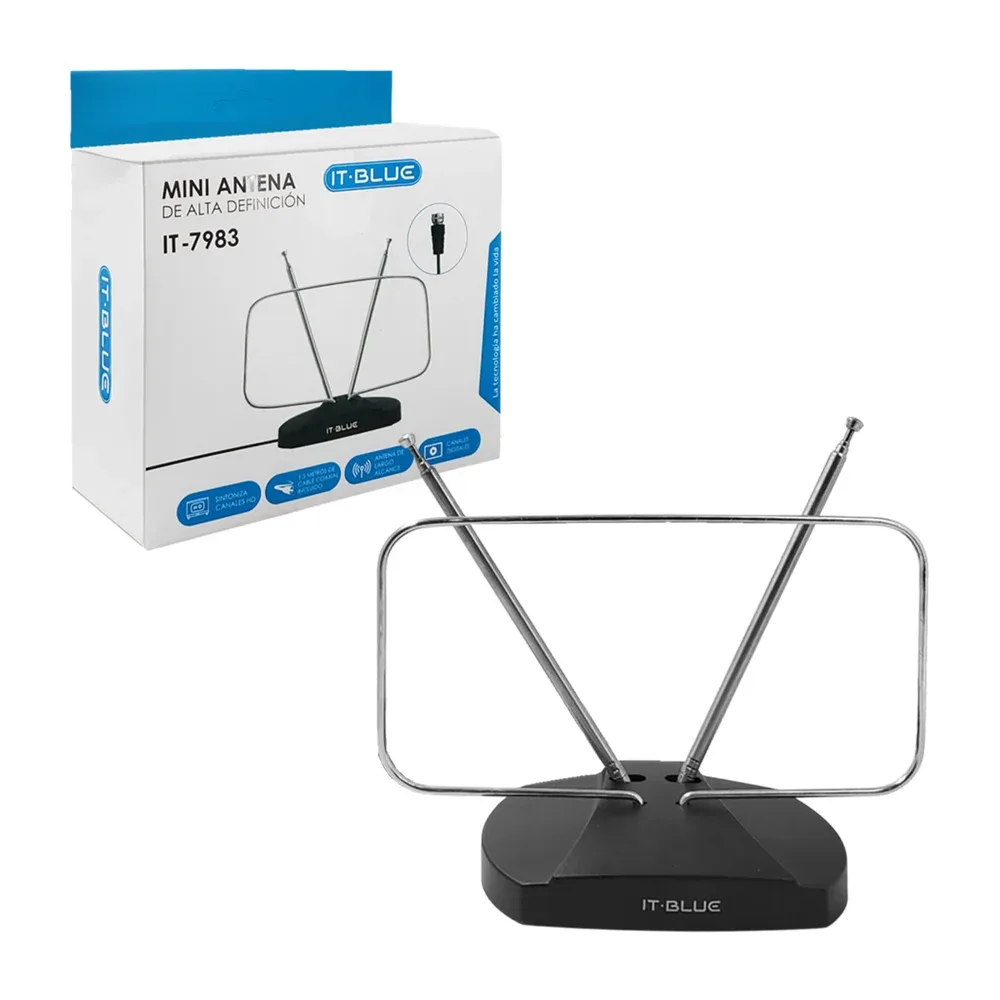 Antena it blue para tv de alta definición con diseño cuadrado