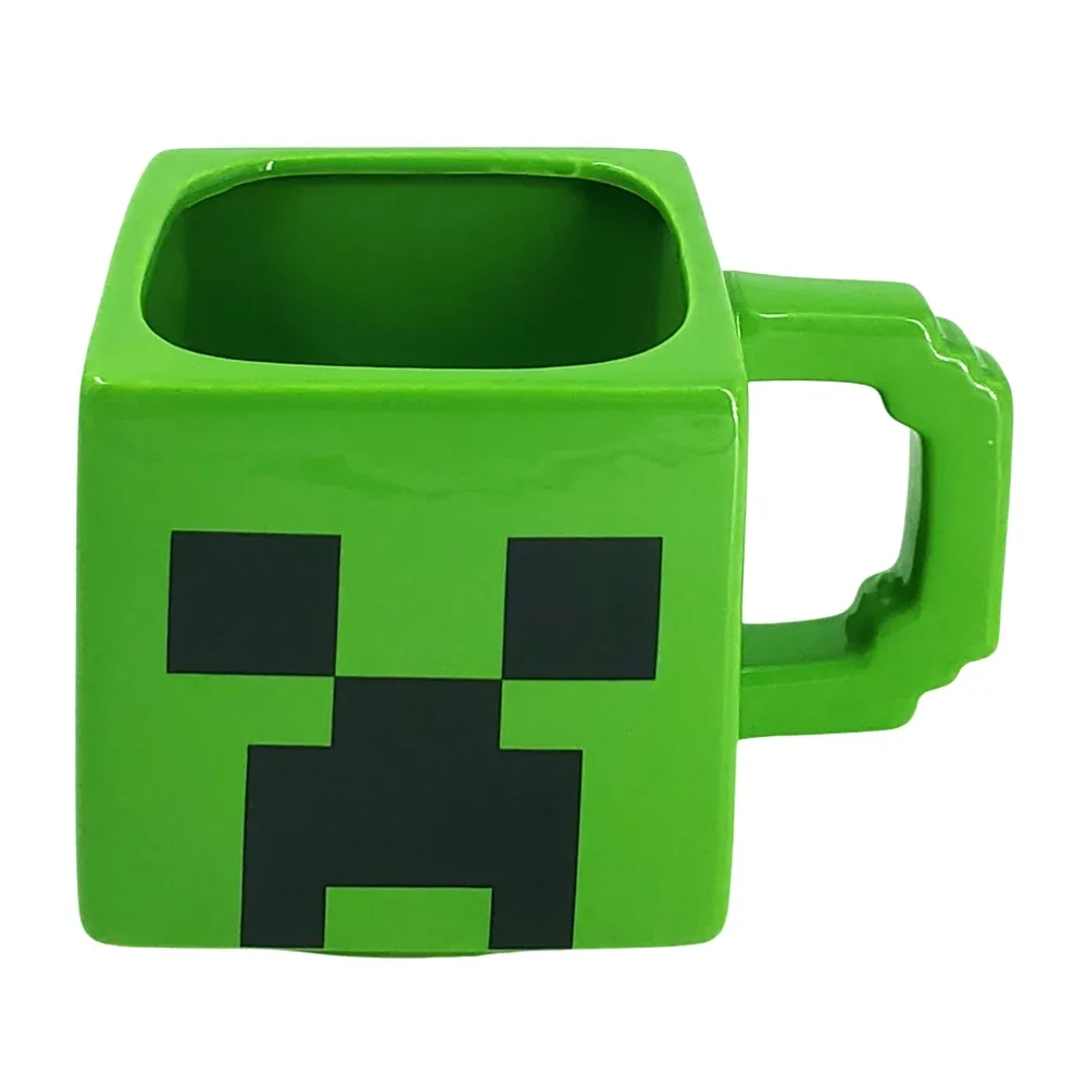 Tarro-taza de cerámica cuadrada, 620ml, creeper de minecrafft / 1555-3292
