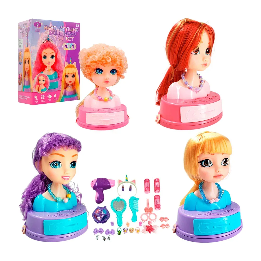Maniqui cabeza de muñeca para peinar y maquillar + accesorios, varios modelos