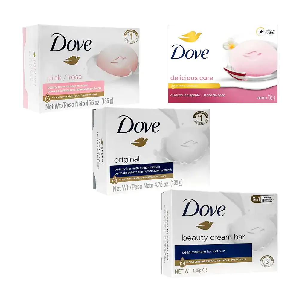 1pz jabón en barra dove 3 en 1 para el cuidado de la piel, 135g / dove
