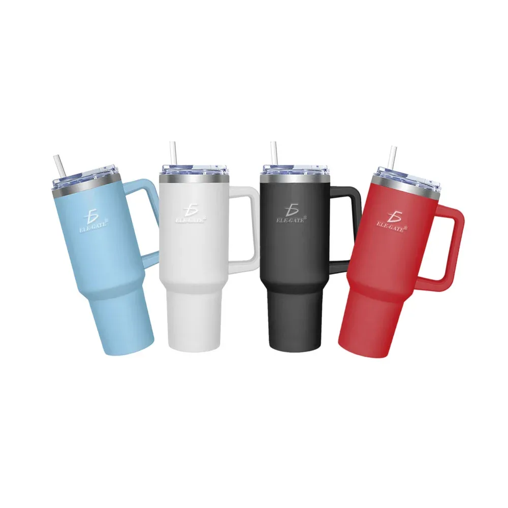 Vaso termo liso con capacidad de 1200ml + asa, tapadera y popote, variedad de colores