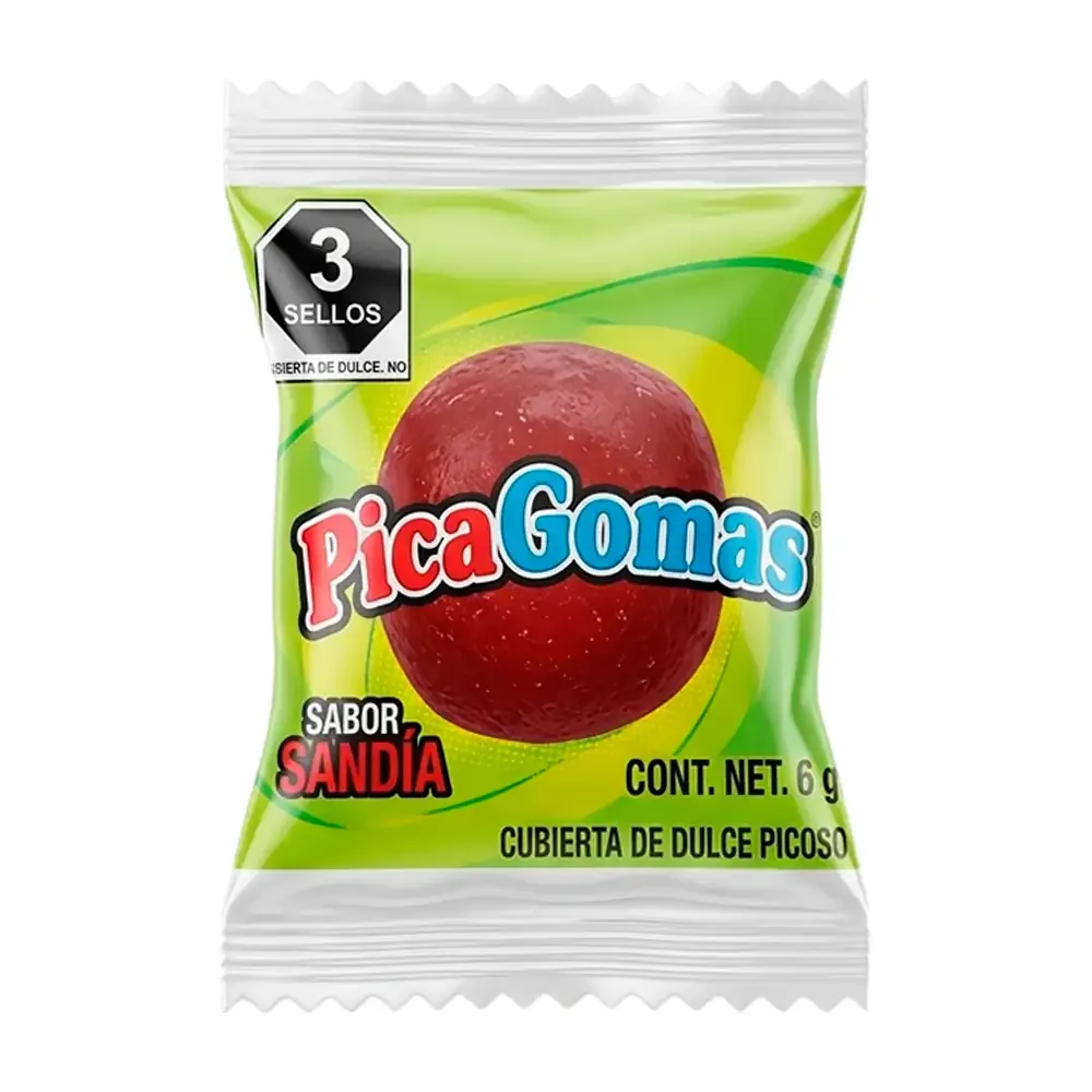1pza de pica goma sandía, gomita sabor sandía cubierta de dulce picoso 6g / 039165