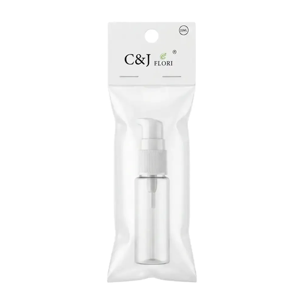 Botella dispensadora c&j flori transparente de 25ml para viaje