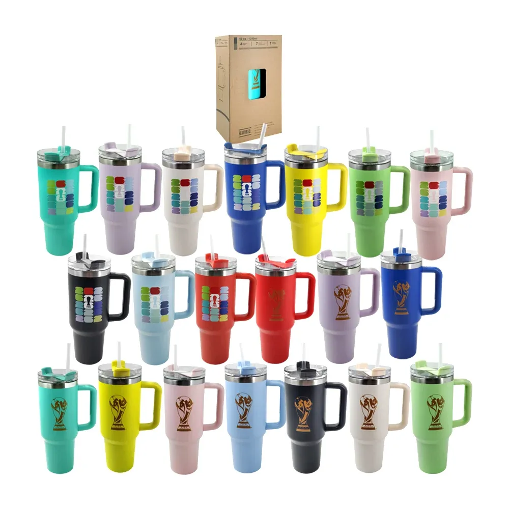 Termo de acero inoxidable 40oz con asa y estampado, variedad de diseños / x0726