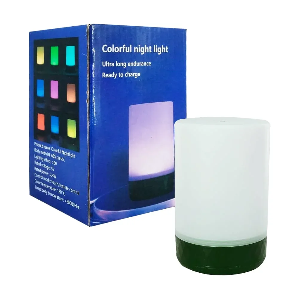 Lámpara led rgb de noche en forma cilíndrica con función táctil / colorful night light