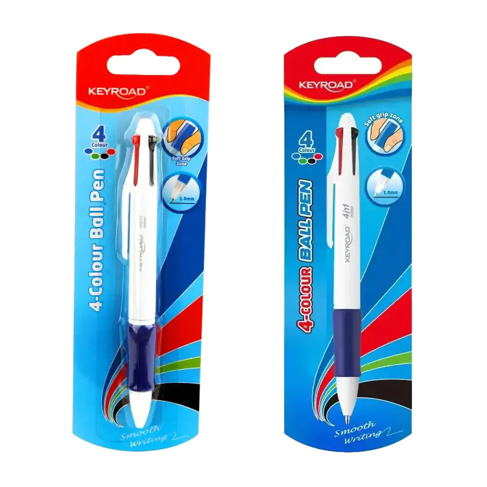 Blíster keyroad con pluma - bolígrafo de 4 colores intercambiables