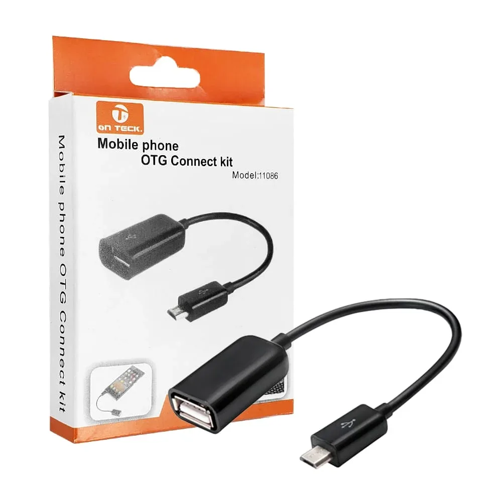 Cable adaptador otg negro con puerto usb y entrada v8 / 11086