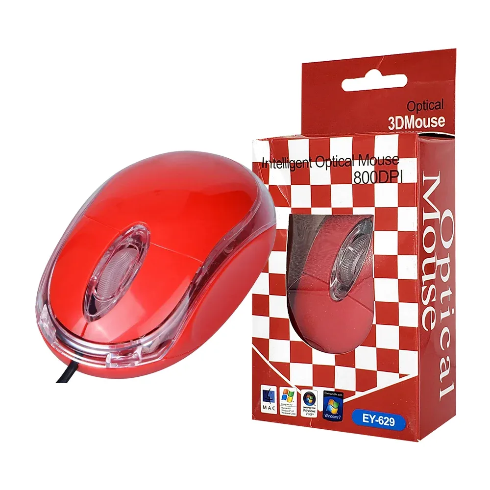Mouse alámbrico óptico con luces rgb, 800dpi / intelligent optical mouse / ey-629