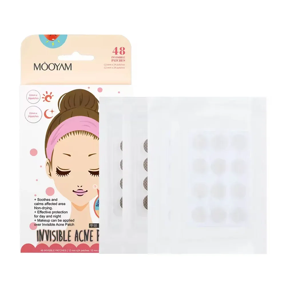 Caja con 48 parches redondos mooyam día y noche para el acné / invisible ance patch