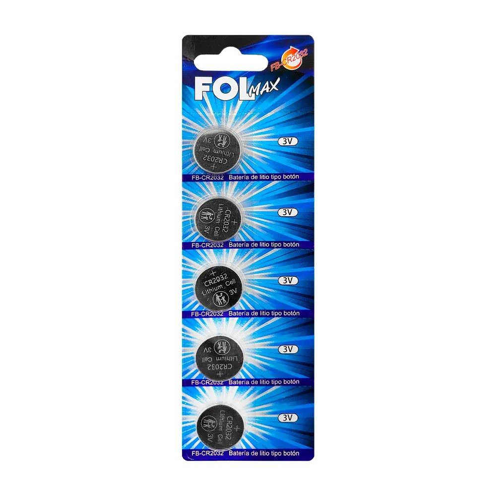 Blíster con 5 baterias fol cr2032 fol max 3v / bateria de litio tipo botón / cr2032 / fb-cr2032 / cr-2032