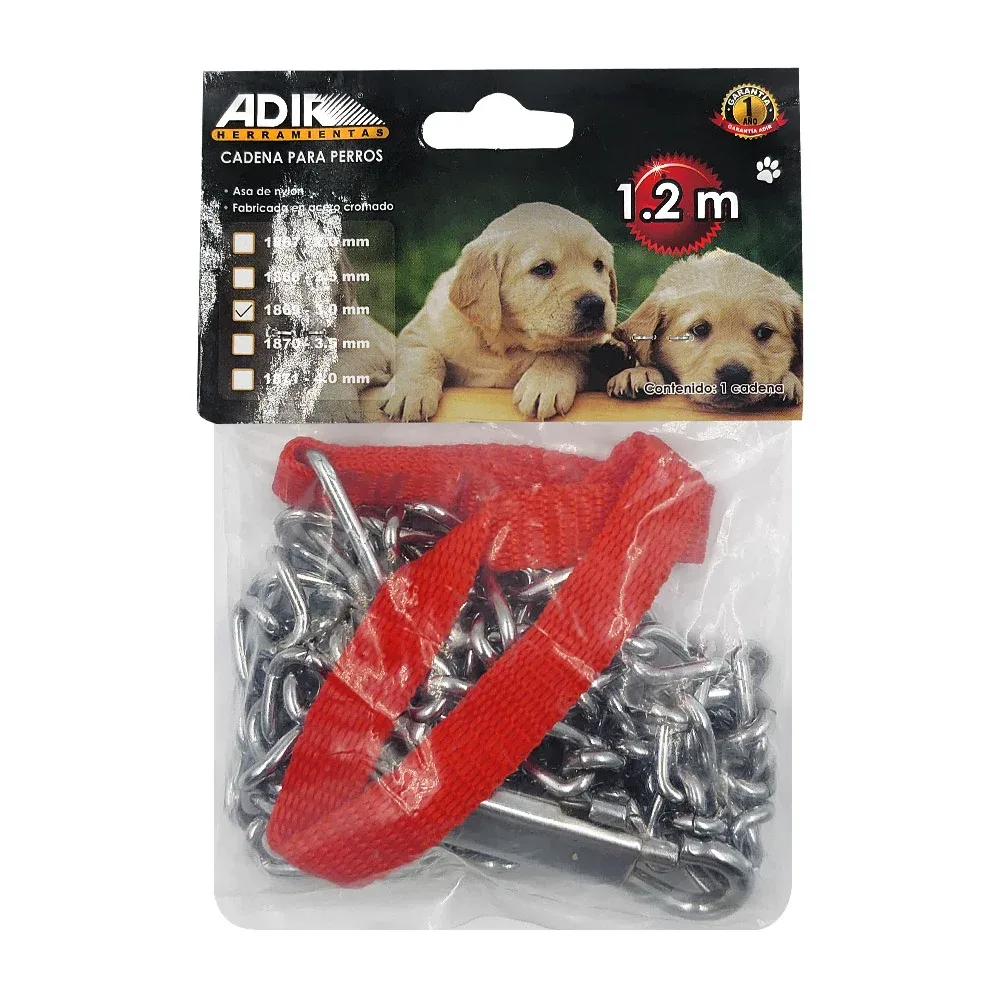 Cadena de acero 3.0mm con agarradera de nylon, 1.2m para pasear perros / adir