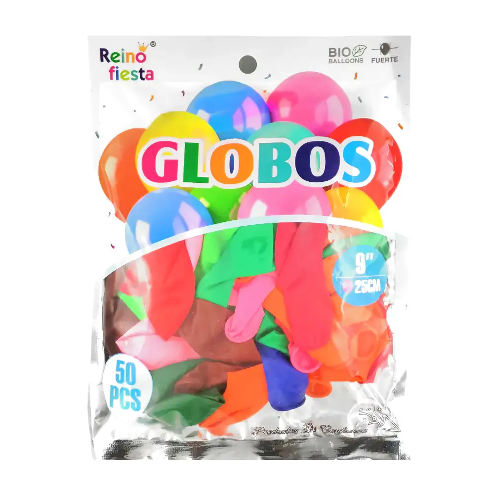 Paquete reino fiesta con 50 globos de látex multicolor de 9 pulgadas