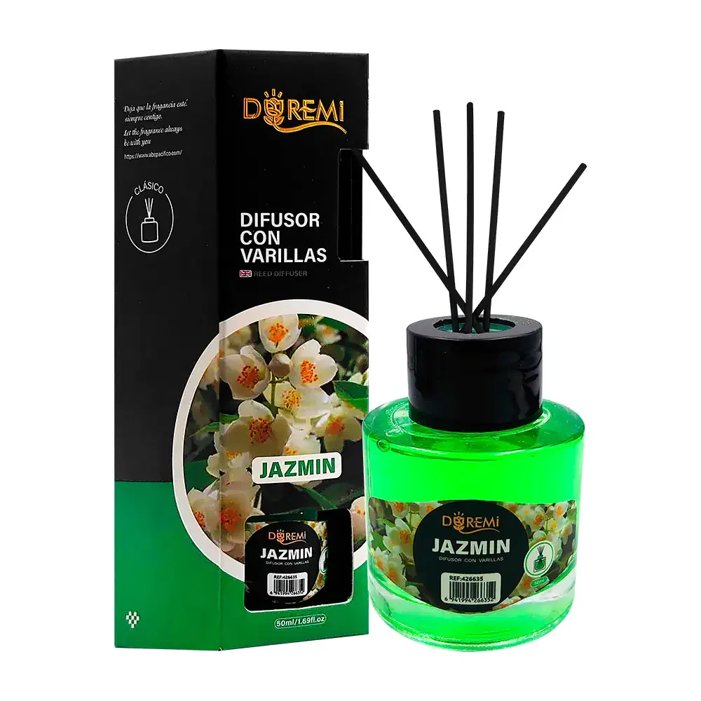 Aromatizante - difusor con varillas en frasco de 50ml, aroma jazmín / 426635