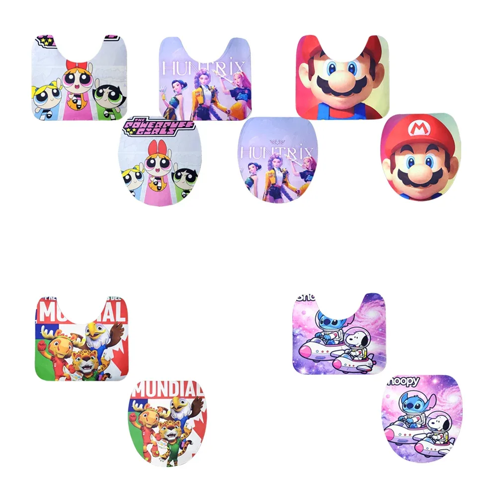 Set juego de 2 tapetes para baño, con estampado animado 41x38cm y 49x44cm