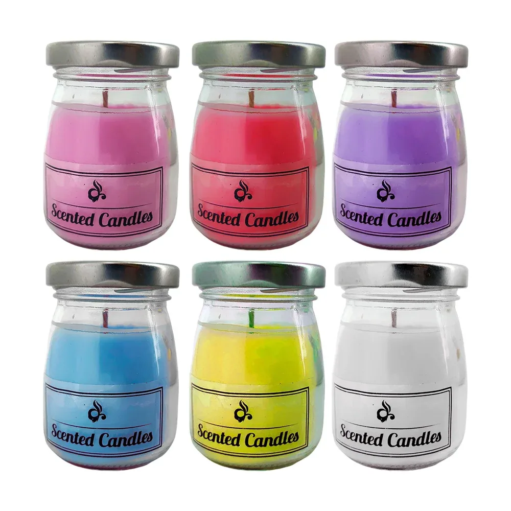 1pza Vela de cera con aroma + frasco de vidrio con tapa, 7cm / scented candles / 11168