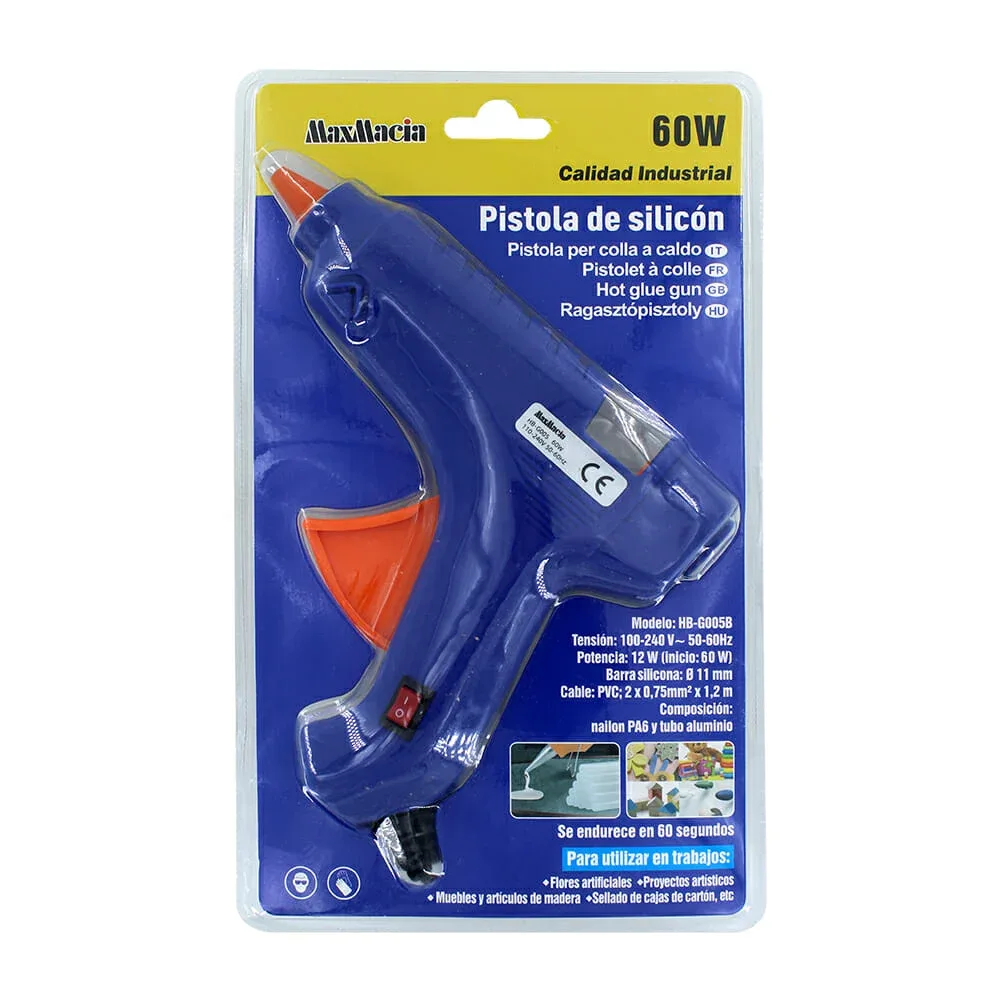 Pistola grande maxmacia con consumo 60 watts para barra de silicón 11mm / hb-g005