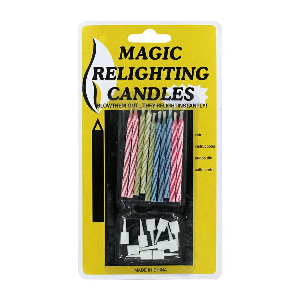 Paquete con 10 mini velas mágicas para broma con 10 mini bases, 5.5cm, variedad de colores / zfi-0001 / bo-423-1 / magic relighting candles / bo feliz / 871279