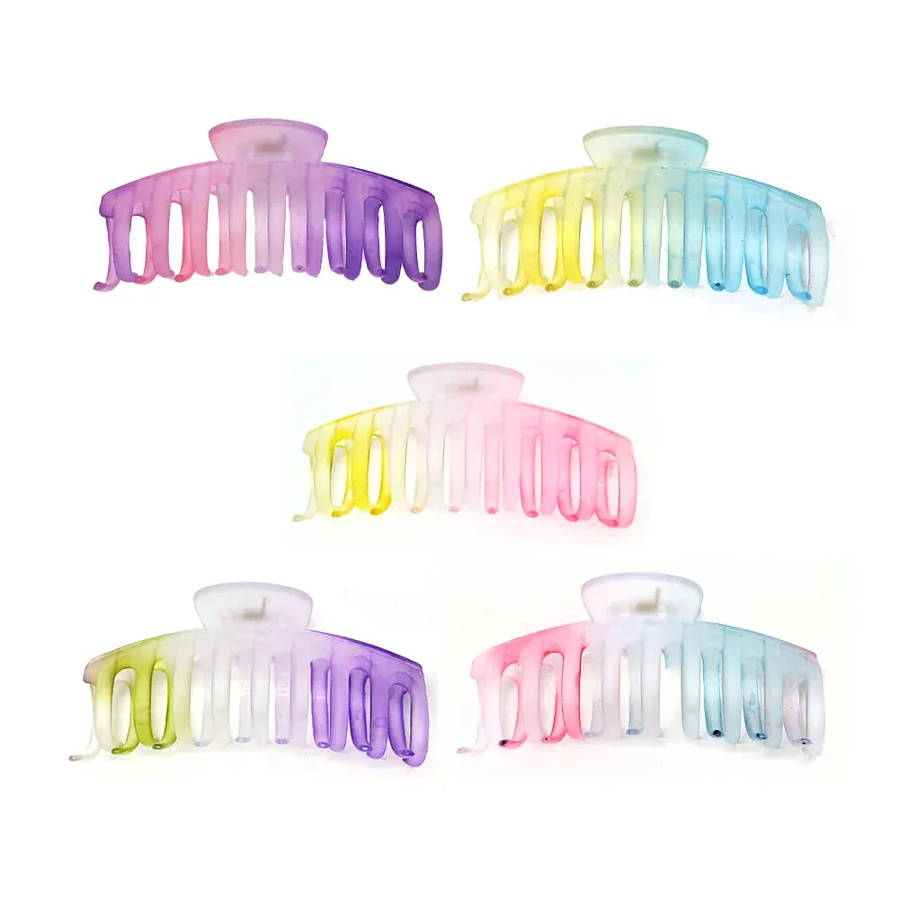 Paquete 12 pinzas traslucidas bicolores para el cabello, variedad de colores / 23-fs-027