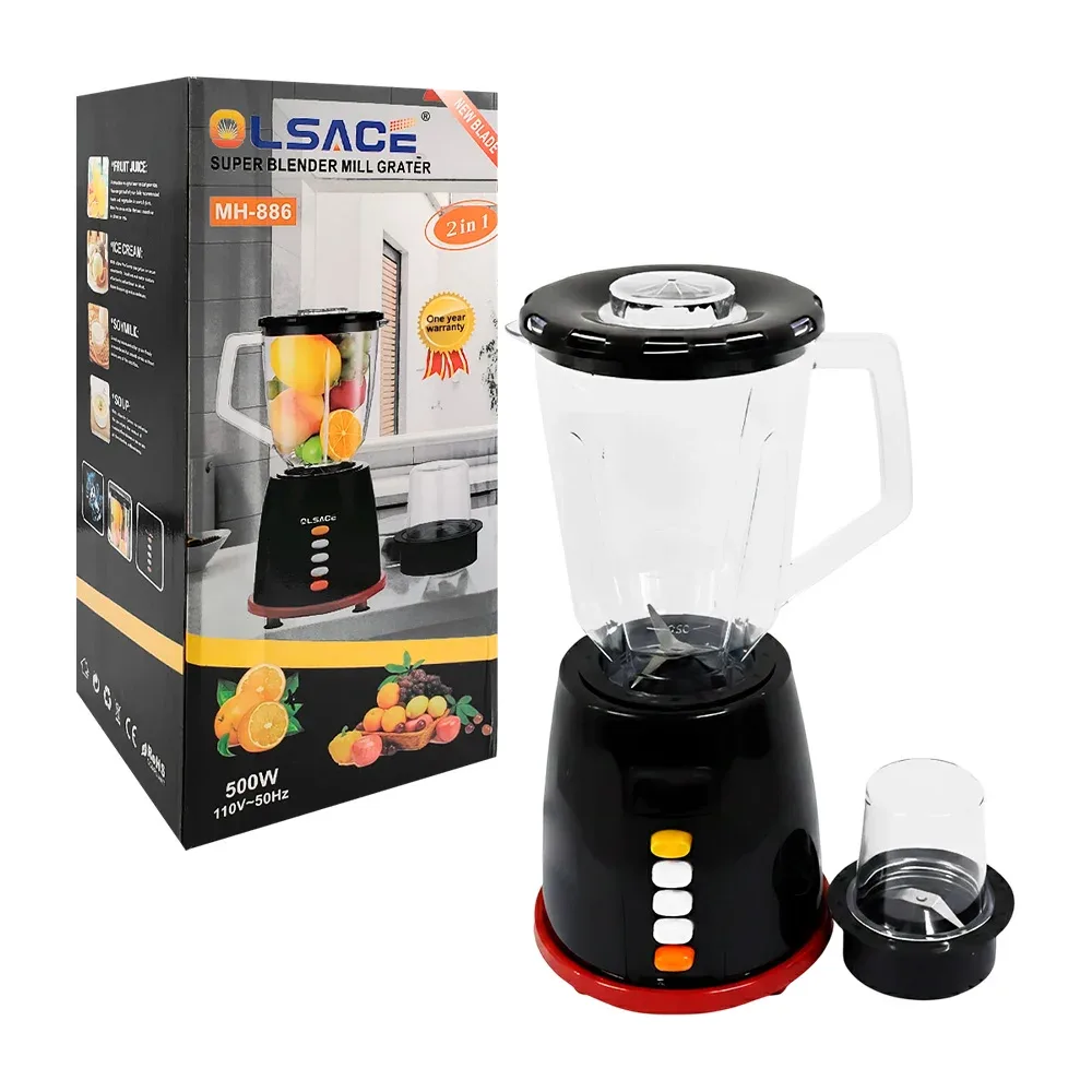 Licuadora de plástico lsace 2 en 1 con capacidad de 1500ml + molinillo / mh-886