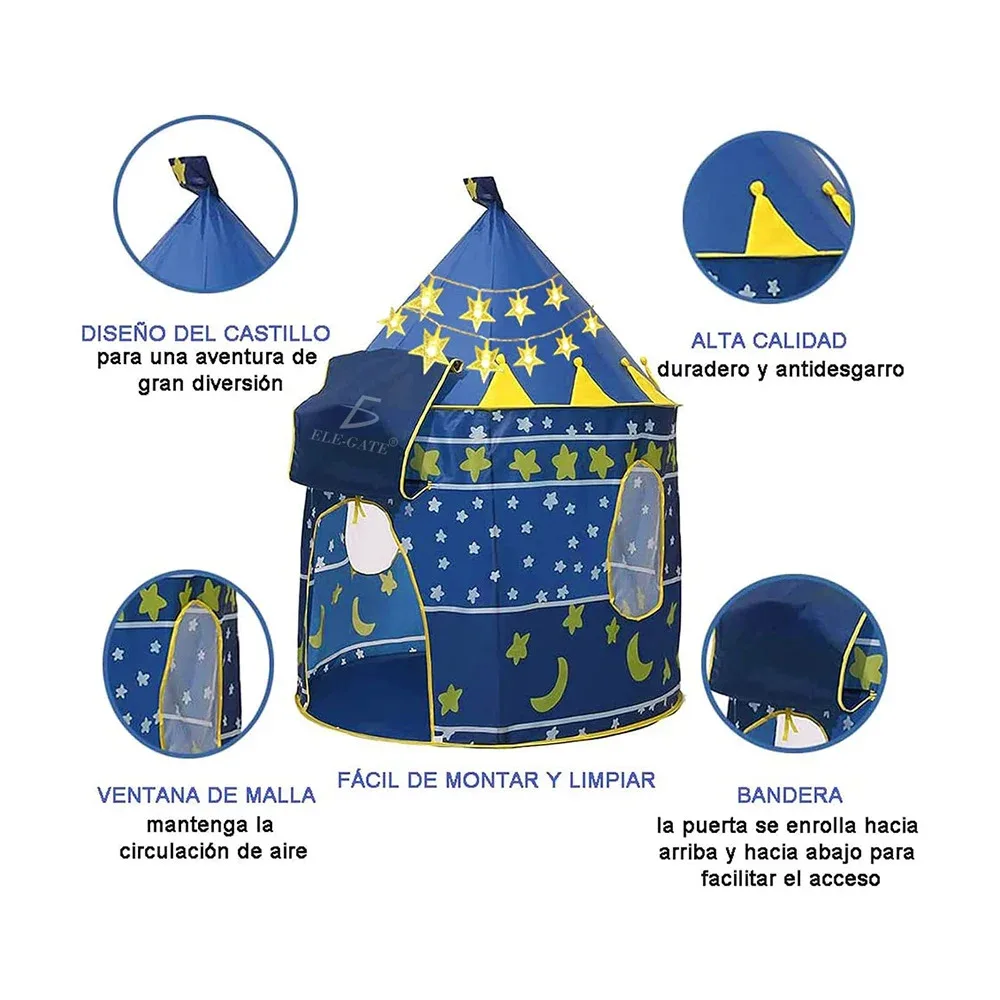 Tienda de campaña infantil portátil en forma de castillo 80x135cm