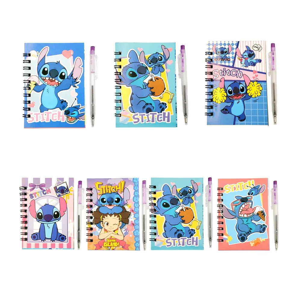 Mini libreta con doble espiral con diseño de stitch, variedad de modelos
