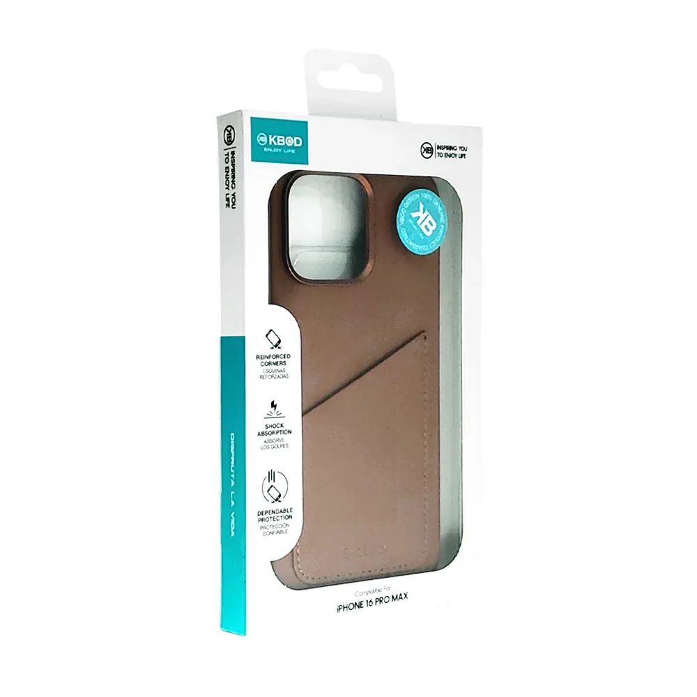 Funda rigida 16pro max de cuero sintético y mini compartimento para tarjetas
