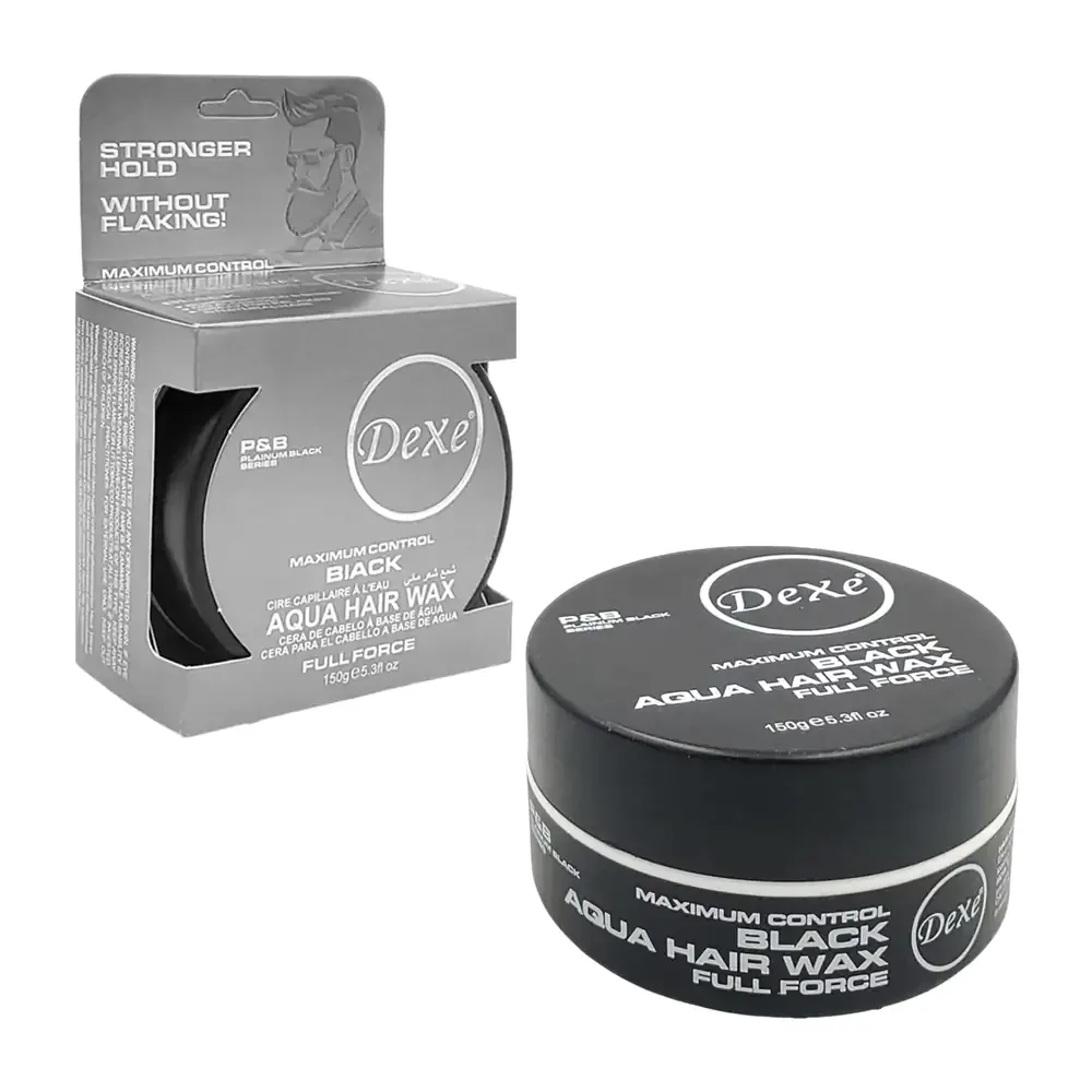 Cera para el cabello black a base de agua de máximo control, 150g