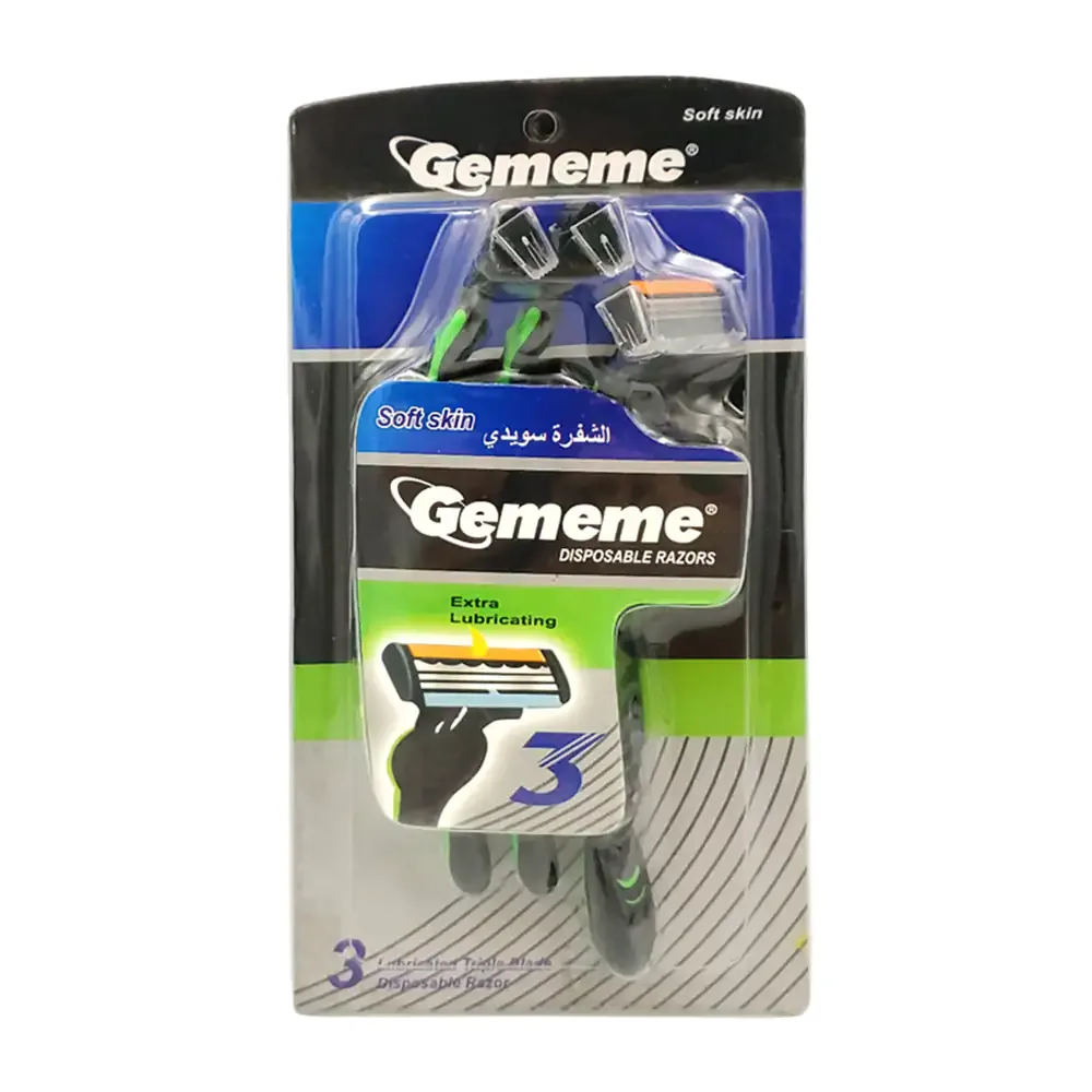 Blíster con 3 rastrillos de triple navaja con extra lubricación