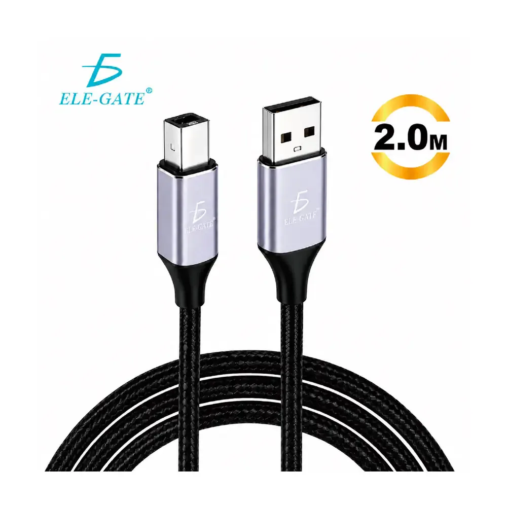 Cable de 2 metros trenzado de usb a usb 2.0 tipo b para impresoras / wi.qlx06